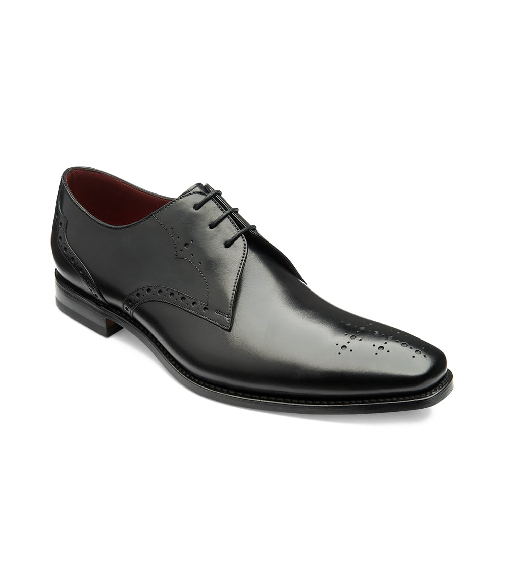 Loake Hannibal Shoes - Black Calf Punched – Riva Menswear