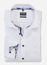 Load image into Gallery viewer, OLYMP Luxor Modern Fit Shirt White with Print Trim 12823400
