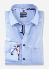 Load image into Gallery viewer, OLYMP Luxor Modern Fit Shirt Blue with Print Trim 12823411
