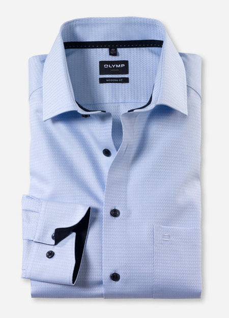OLYMP Luxor Modern Fit Shirt Blue with Navy Trim 13143411