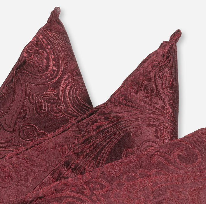 Olymp Silk Jacquard Pocket Square - Dark Red