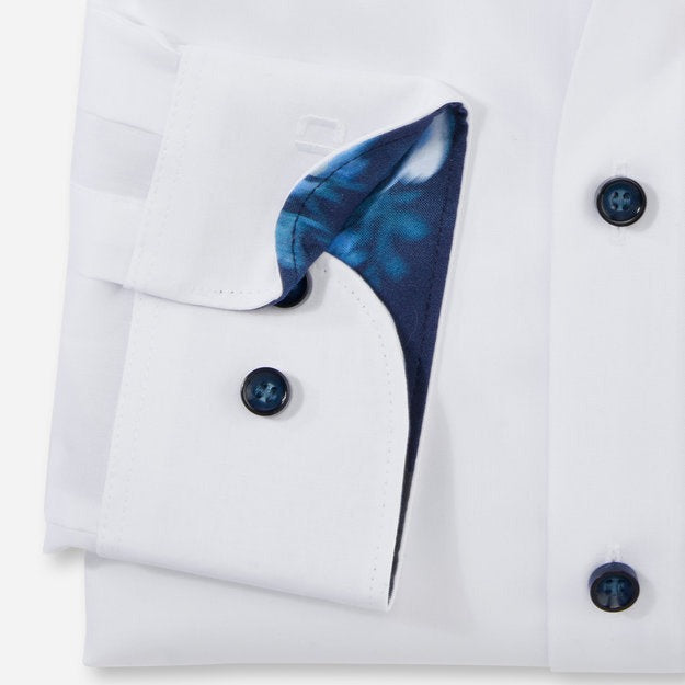 Olymp Level 5 Slim Fit Shirt - White with Contrast Trims