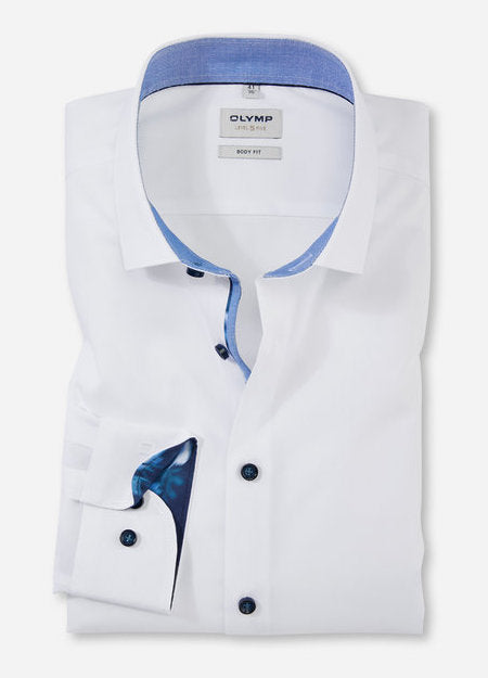 OLYMP Level Five Body Fit Shirt White with Contrast Trims 20903400