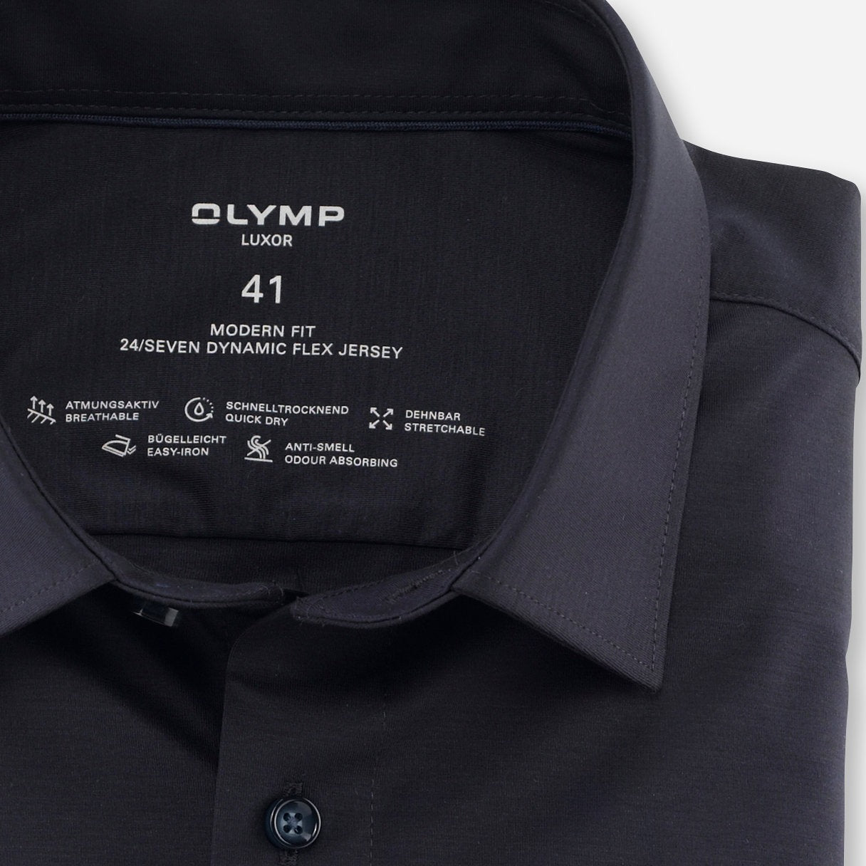 Olymp Luxor 24/7 Slim Fit Flex Jersey Shirt - Navy