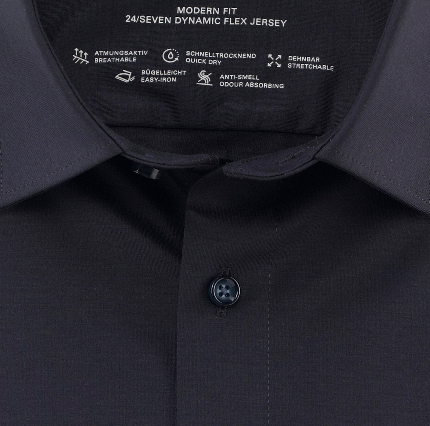 Olymp Luxor 24/7 Slim Fit Flex Jersey Shirt - Navy