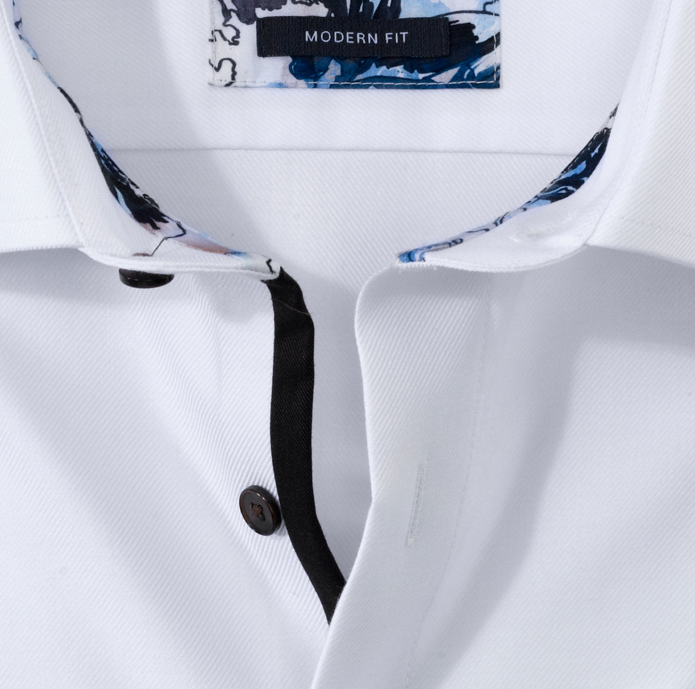 Olymp Luxor Slim Fit Shirt - White with Contrast Trim